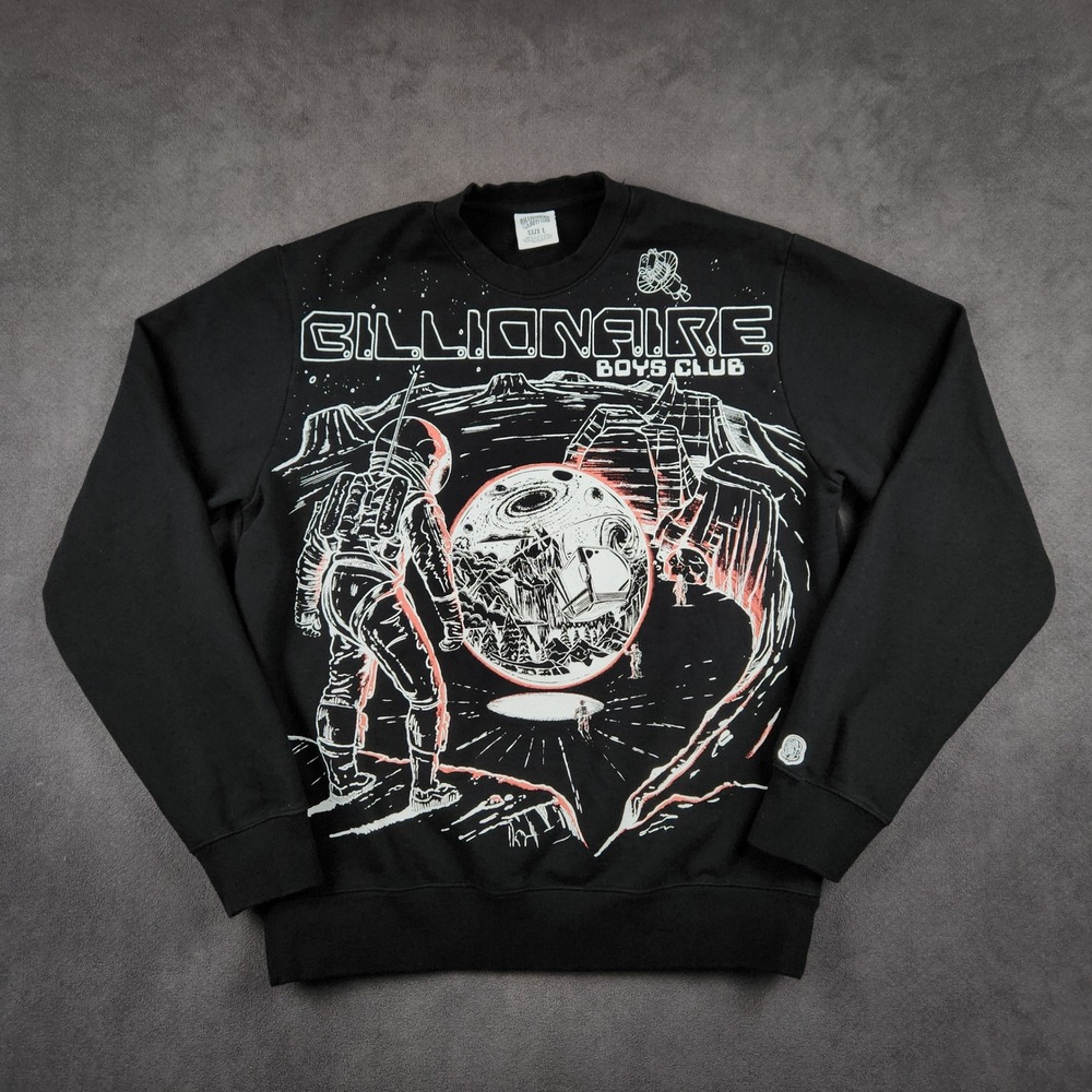 Billionaire‎ Boys Club BBC Mens Black Astronaut Space Graphic Sweatshirt Size L